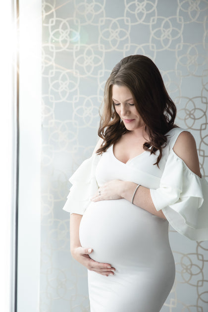 Ivory White Maternity Gown for Photo Shoot and Baby Showers