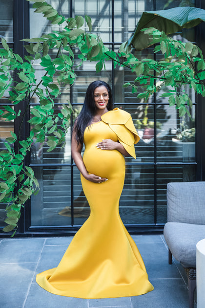 Yellow Maternity Dress for Photo Shoot and Baby Showers Tulip Maternity Gown sharon rose custom