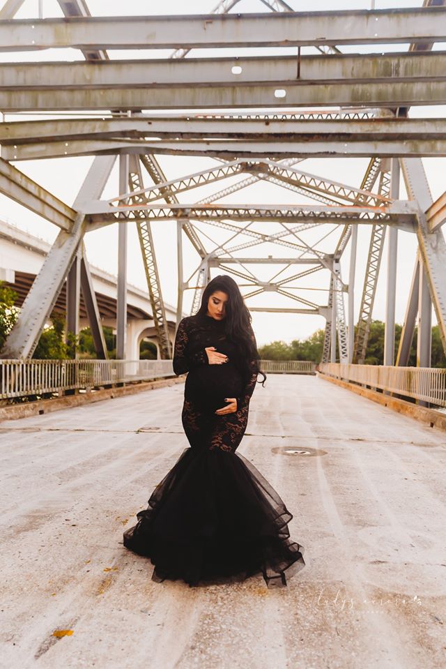 Black Lace Maternity Gown for Photo Shoot and Baby Showers - Rose Maternity Dress