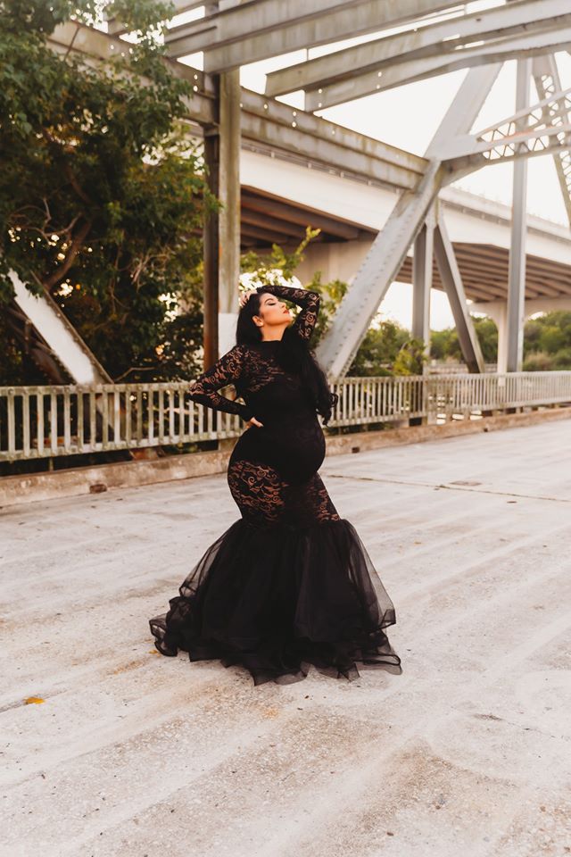 Black Lace Maternity Gown for Photo Shoot and Baby Showers - Rose Maternity Dress