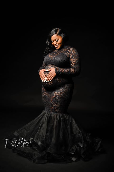 Black Lace Maternity Gown for Photo Shoot and Baby Showers - Rose Maternity Dress