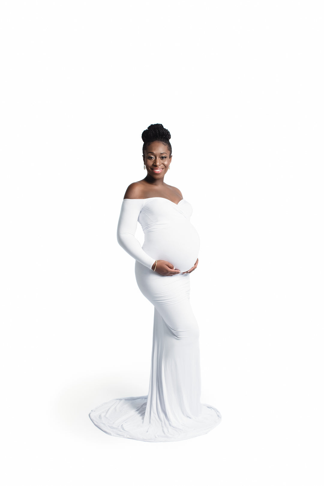 Pure White Long Sleeve Maternity Gown for Photo Shoot and Baby Showers sharon rose custom Pure White Long Sleeve Maternity Gown for Photo Shoot and Baby Showers sharon rose custom