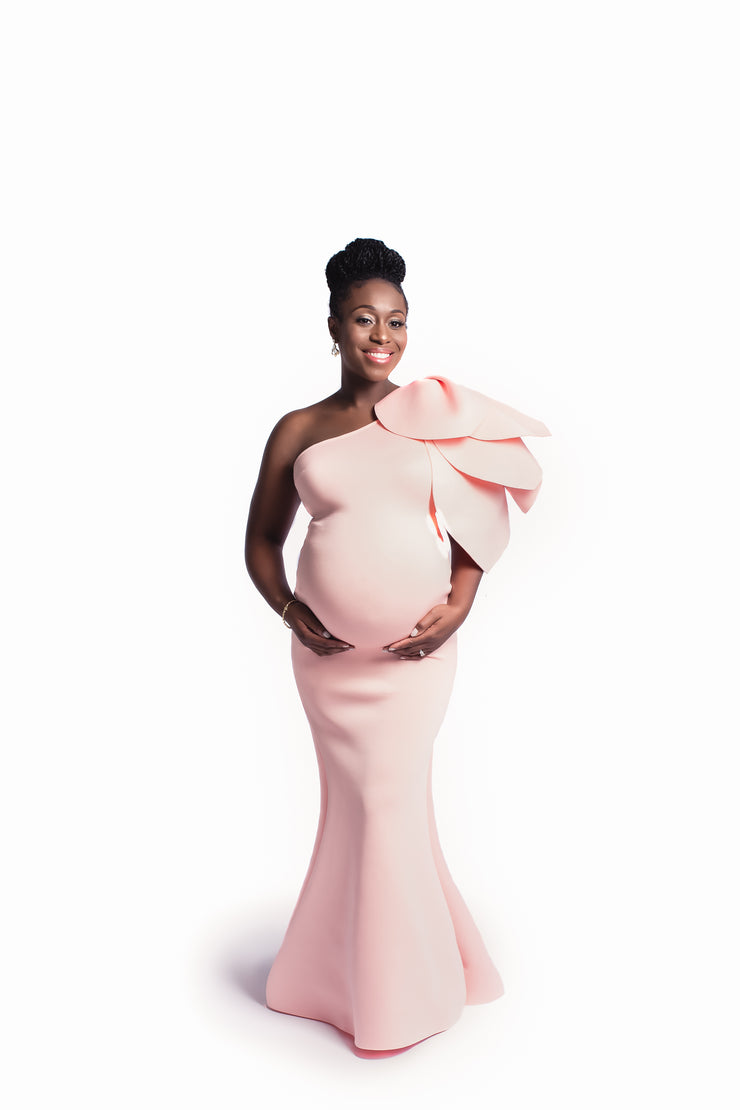 Blush Pink Maternity Gown for Photo Shoot and Baby Showers - Tulip Maternity Dress