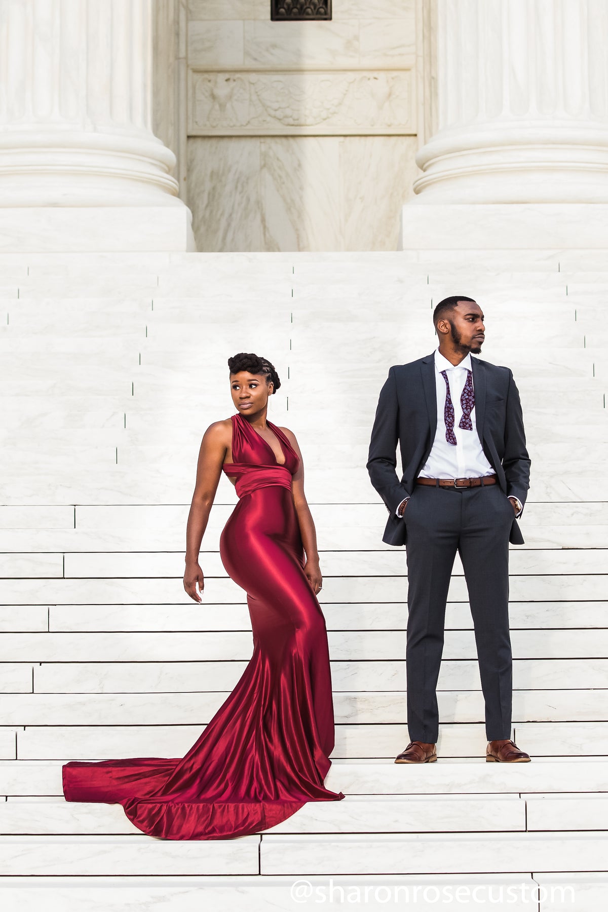 Oscar Red Satin Engagement Gown Perfect for Photo Shoots S Oscar Red Satin Engagement Gown Perfect for Photo Shoots S
