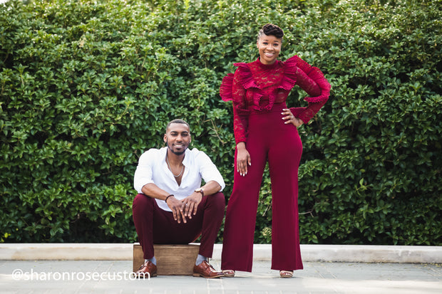 Burgundy Engagement Jumpsuit for Photo shoots and Special Occasions