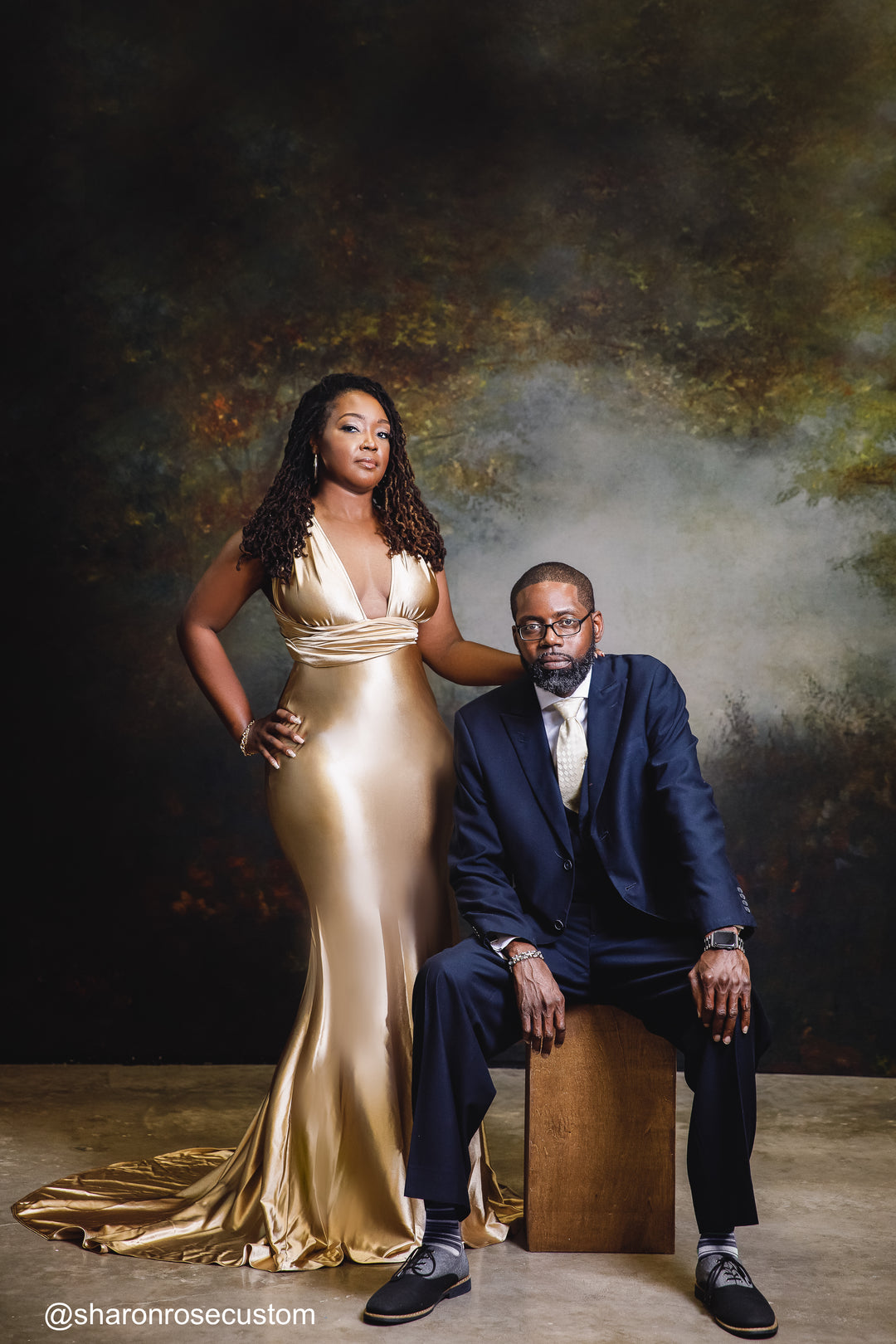 Oscar Champagne Gold Satin Engagement Gown Perfect for Photo Shoots 1XL