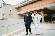 White Engagement Dress with ruffle cape perfect for photo shoots