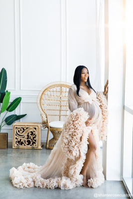 The Nude Luxe Rose Ruffle Robe - Handmade Product Limited Availability