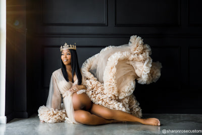 The Nude Luxe Rose Ruffle Robe - Handmade Product Limited Availability
