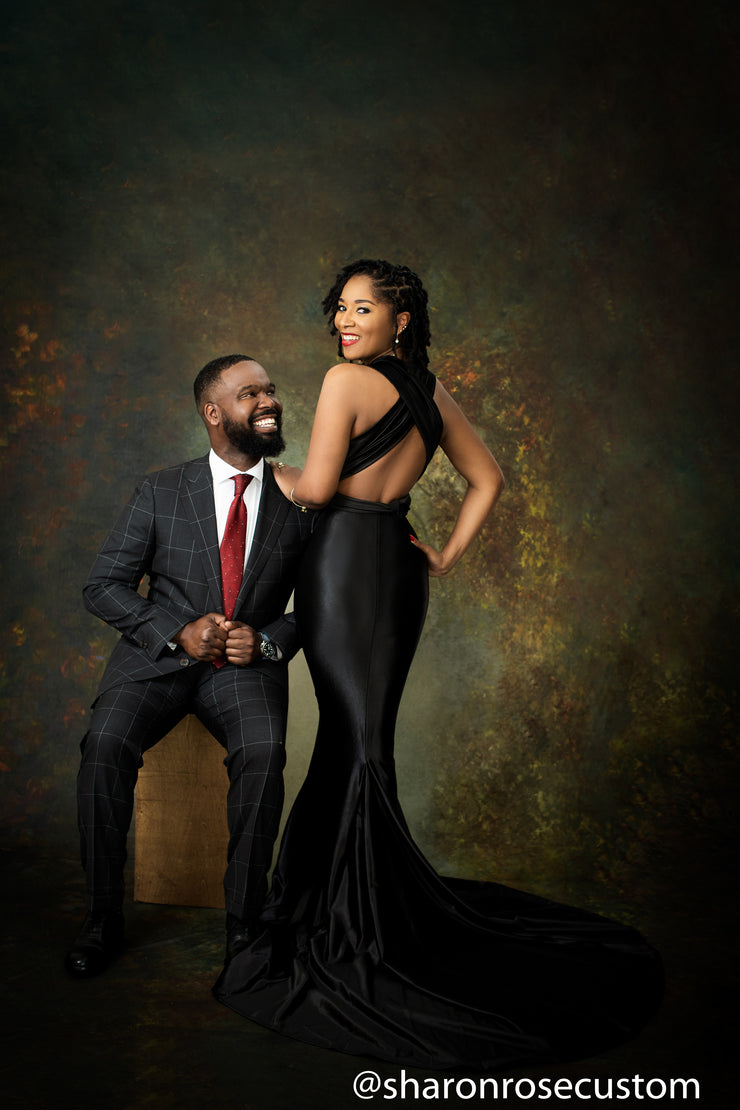 Oscar Black Satin Engagement Gown Perfect for Photo Shoots sharon rose custom Oscar Black Satin Engagement Gown Perfect for Photo Shoots sharon rose custom
