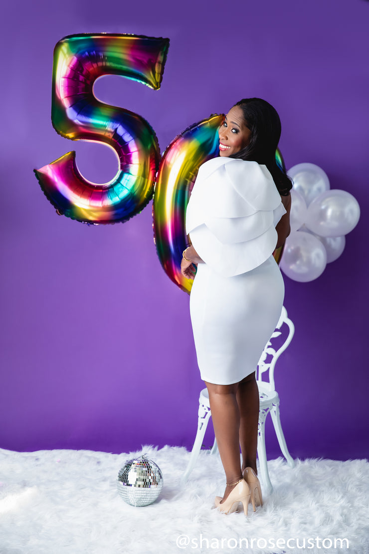 Pure White Short Gown Perfect for Photo shoots and Special Occasions - Tulip Engagement Dress