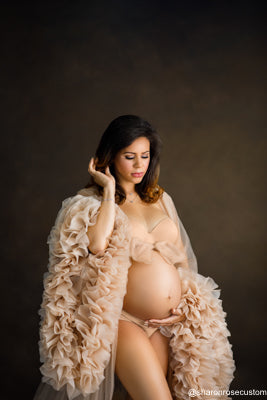 The Nude Luxe Rose Ruffle Robe - Handmade Product Limited Availability