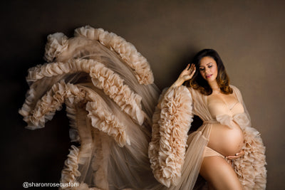 The Nude Luxe Rose Ruffle Robe - Handmade Product Limited Availability