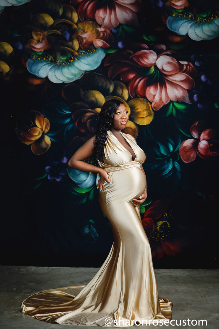 Oscar Champagne Gold Satin Maternity Gown for Photo Shoot and Baby Sho sharon rose custom Oscar Champagne Gold Satin Maternity Gown for Photo Shoot and Baby Sho sharon rose custom
