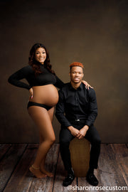 The Black Long Sleeve Petal crop top set perfect for maternity photo shoots