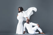 Ivory White Maternity Gown for Photo Shoot and Baby Showers - Cape Maternity Dress