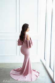 Pink Maternity Gown for Photo Shoot and Baby Showers -Sunflower Maternity Dress