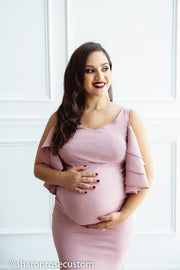 Pink Maternity Gown for Photo Shoot and Baby Showers -Sunflower Maternity Dress