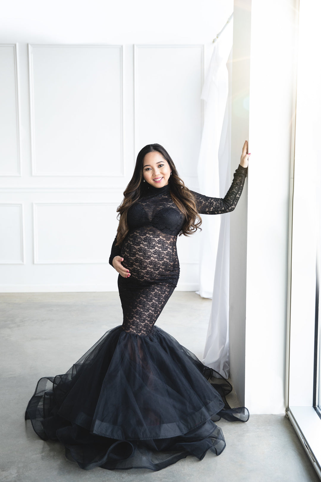 Black Lace Maternity Gown For Photo Shoot- Rose Gown XL Black Lace Maternity Gown For Photo Shoot- Rose Gown XL