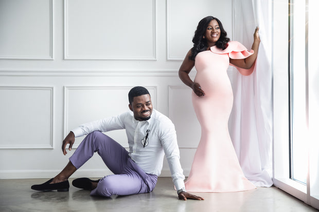 Blush Pink Maternity Gown for Photo Shoot and Baby Showers - Tulip Maternity Dress