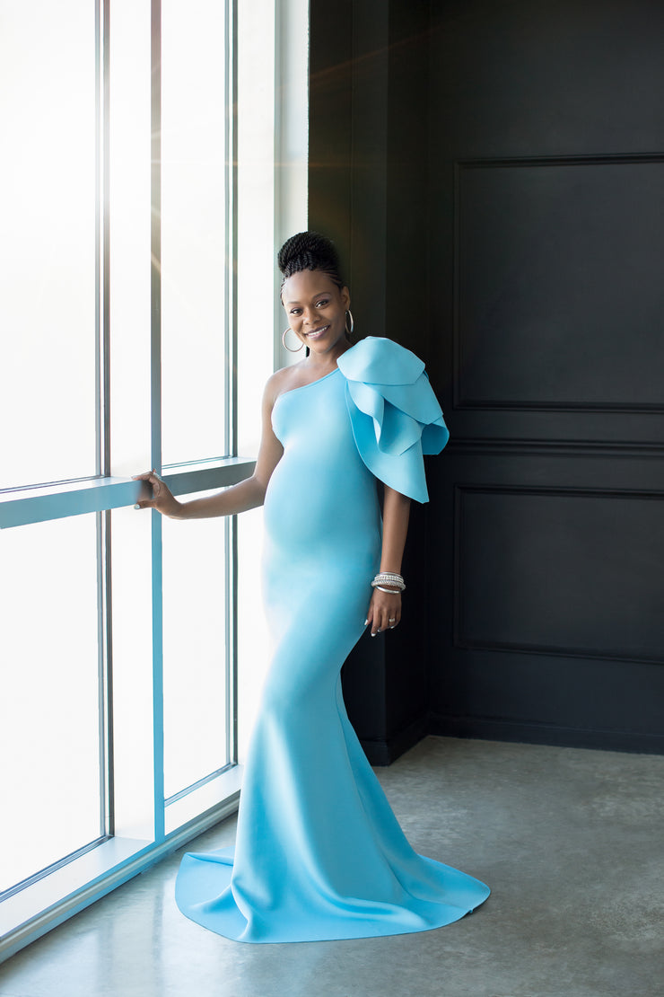 Turquoise Blue Maternity Gown for Photo Shoot and Baby Showers - Tulip sharon rose custom Turquoise Blue Maternity Gown for Photo Shoot and Baby Showers - Tulip sharon rose custom