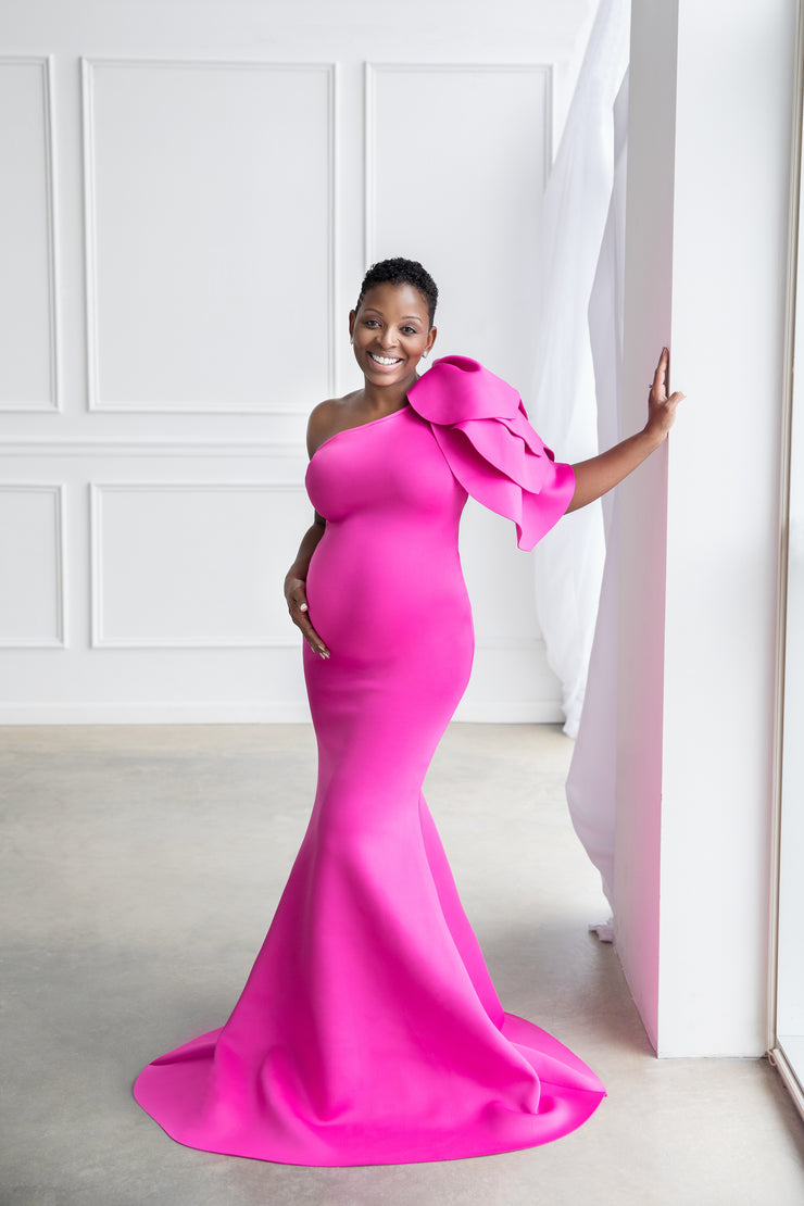 Fuchsia Pink Maternity Gown for Photo Shoot and Baby Showers - Tulip M –  sharon rose custom
