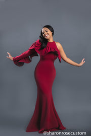 Burgundy Engagement Maxi Gown Perfect for Photo shoots and Special Occasions