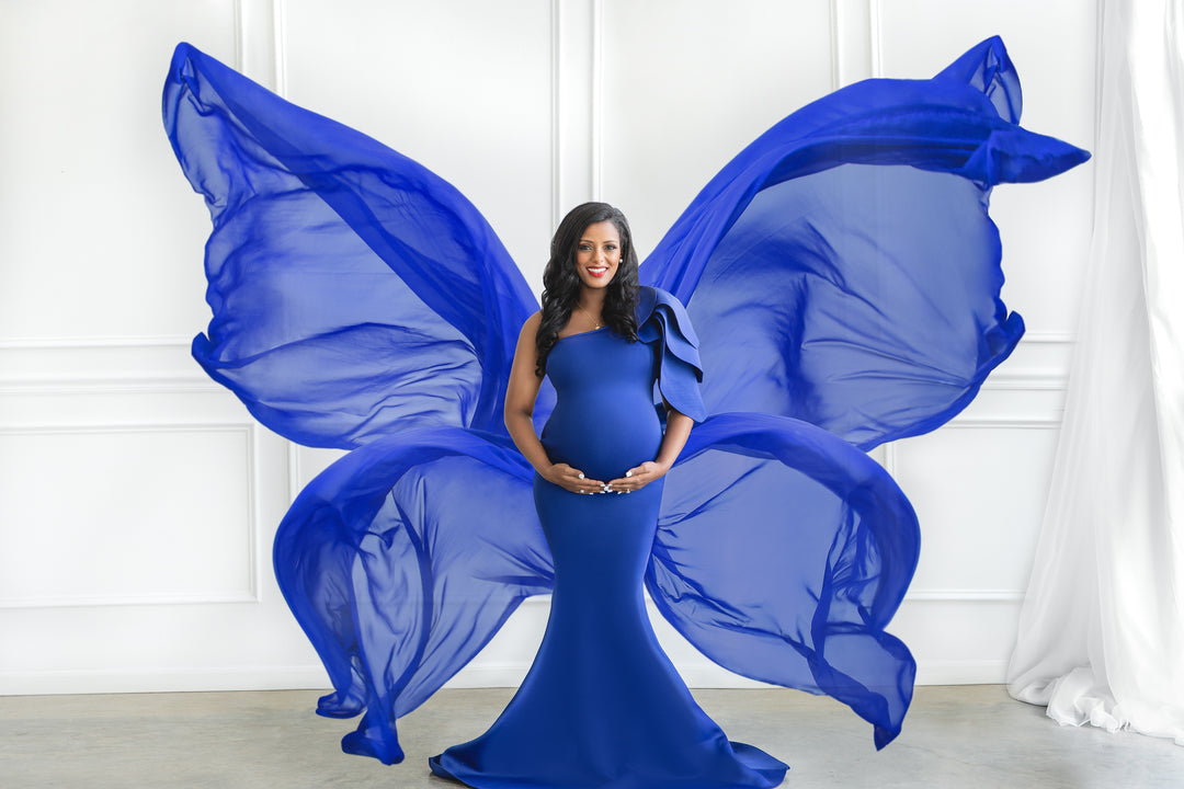 Royal Blue Maternity Gown for Baby Shower and Photoshoot
