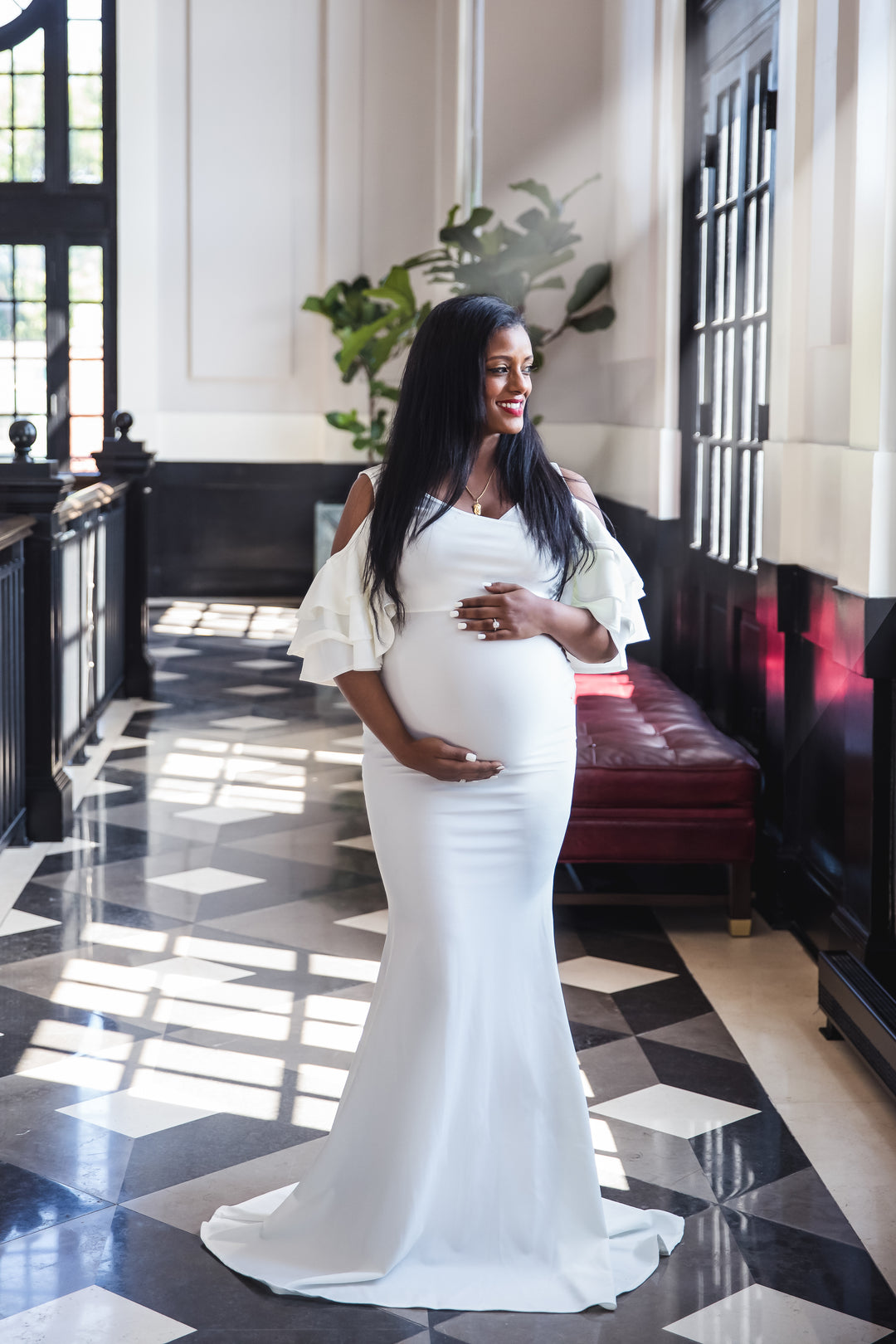 Ivory White Maternity Gown for Photo Shoot and Baby Showers - Ruffled sharon rose custom Ivory White Maternity Gown for Photo Shoot and Baby Showers - Ruffled sharon rose custom