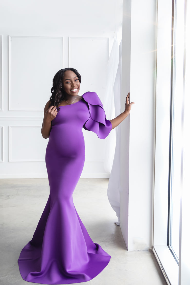 Purple Tulip Maternity Gown for Photo Shoot and Baby Showers - One Sle –  sharon rose custom