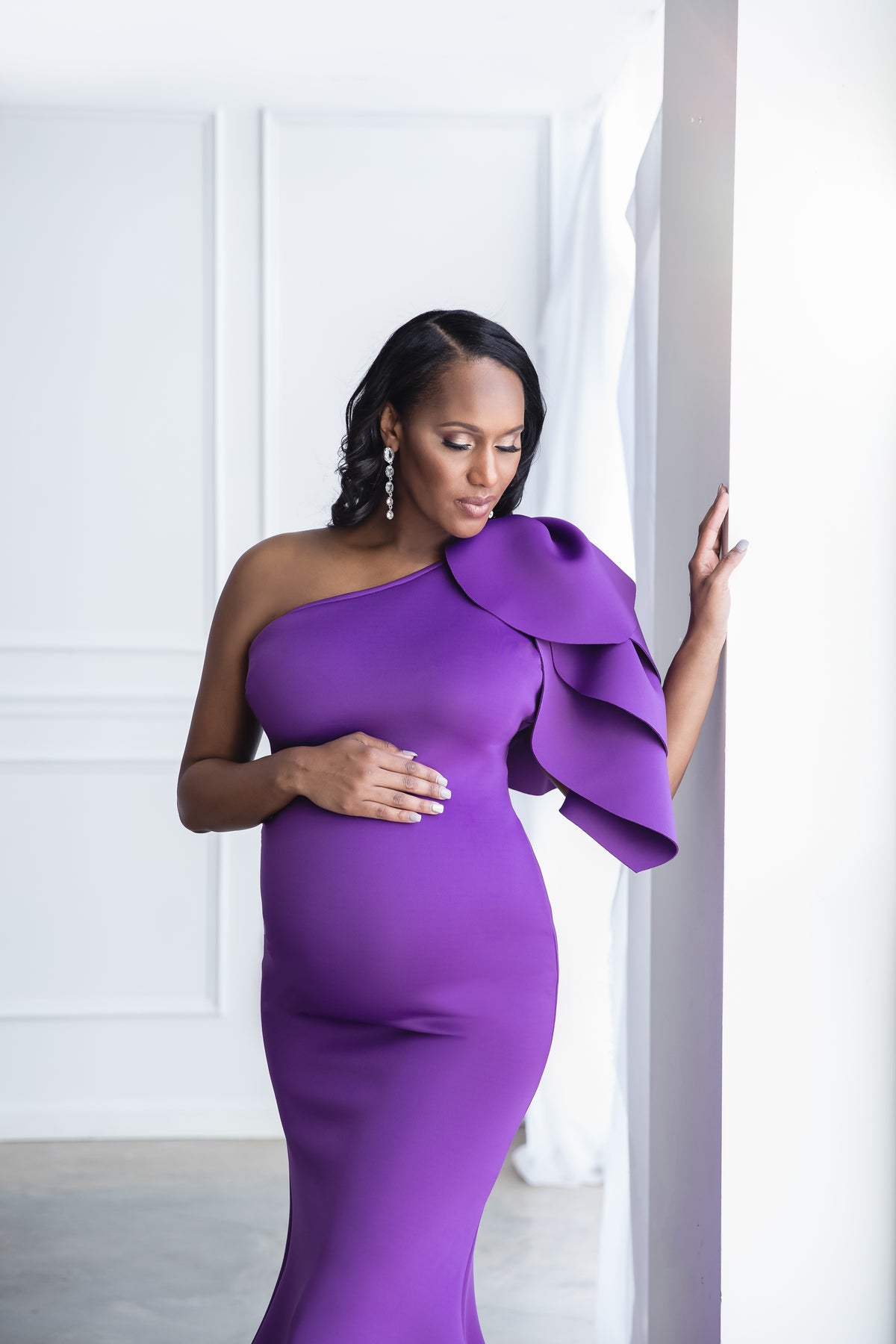 Purple Tulip Maternity Gown for Photo Shoot and Baby Showers - One Sle –  sharon rose custom
