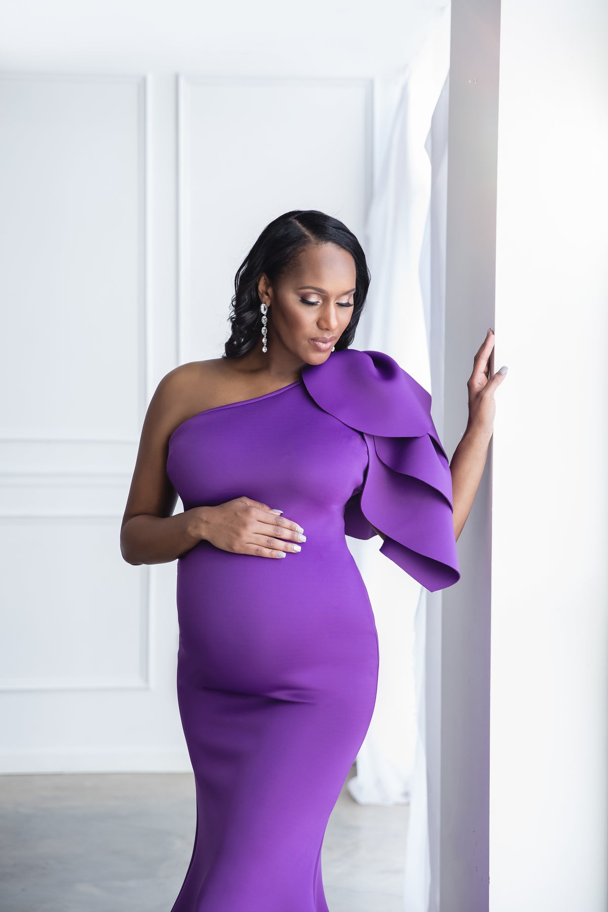 Purple Tulip Maternity Gown for Photo Shoot and Baby Showers - One