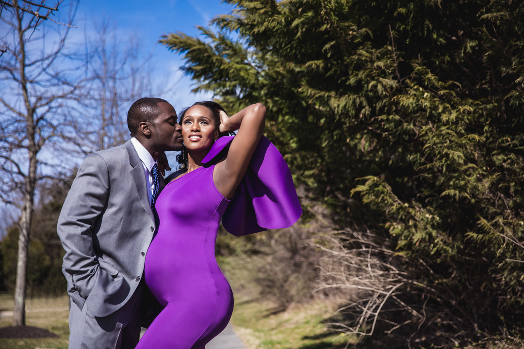 Purple Tulip Maternity Gown for Photo Shoot and Baby Showers