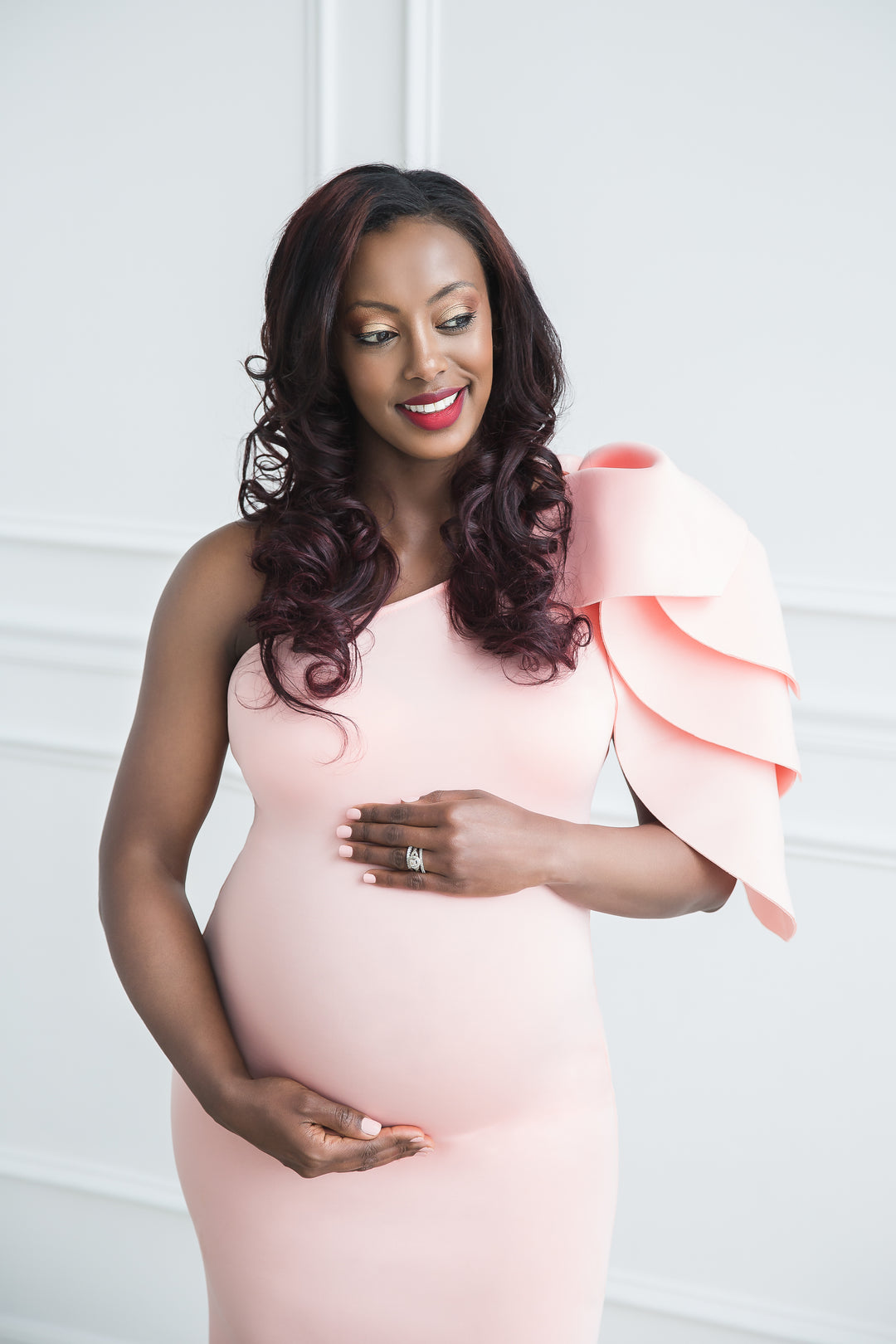 Blush Pink Maternity Gown for Photo Shoot and Baby Showers