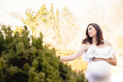Pure White Orchid Maternity Gown for Photo Shoots White Maternity Dress