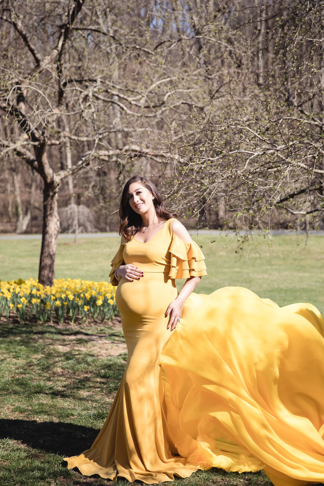 Yellow dress pregnancy top