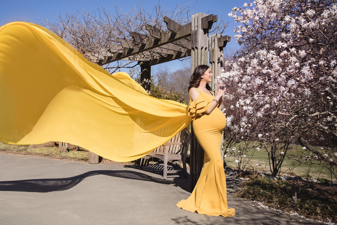 Mustard Yellow Maternity Gown for Photo Shoot and Baby Showers -Sunflower Maternity Dress L