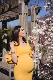 Mustard Yellow Maternity Gown for Photo Shoot and Baby Showers -Sunflower Maternity Dress