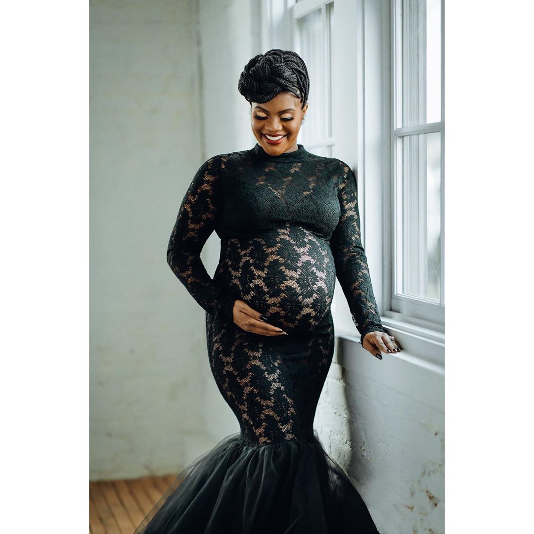 Black Lace Maternity Gown for Photo Shoot- Rose Gown XL