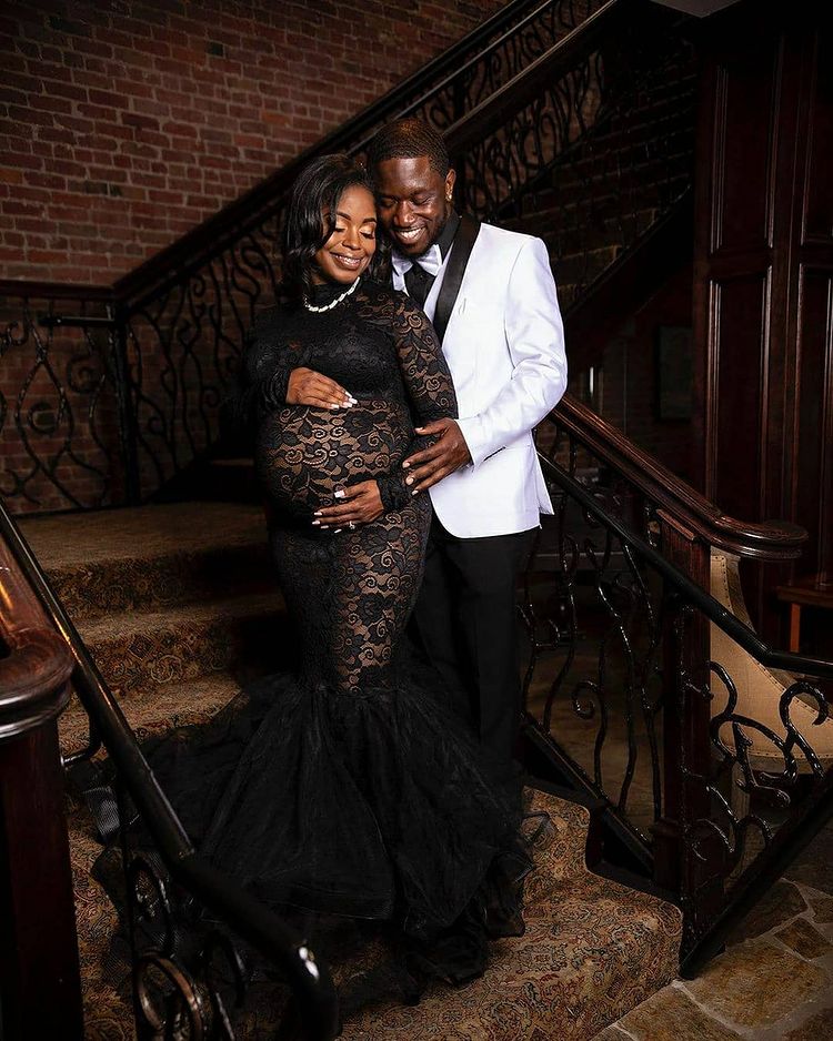 Black Lace Maternity Gown For Photo Shoot- Rose Gown XL