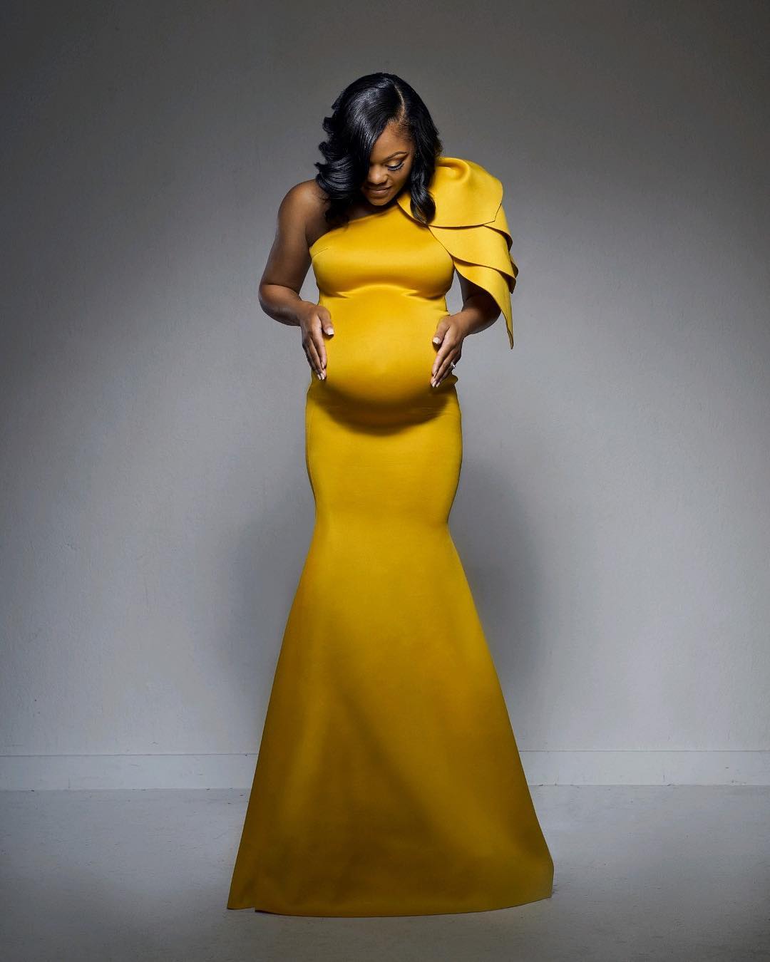 slim fit dress slacks Kate Yellow Satin Custom Maternity Photoshoot Gowns, S / 28#-Yellow main image 0
