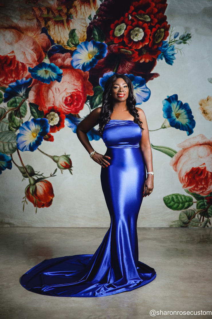 royal blue dress engagement pictures Blue engagement gown